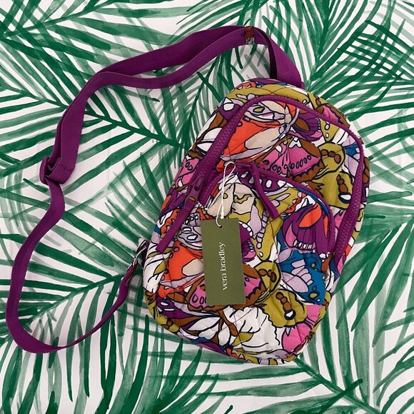 Vera Bradley Lorman Nylon Sling Backpack in Flutter Butterfly Purple main image 5
